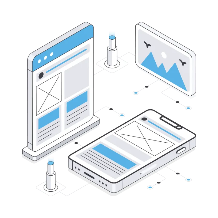 Moderne 3D-Illustration zum Thema professionelles Web Design